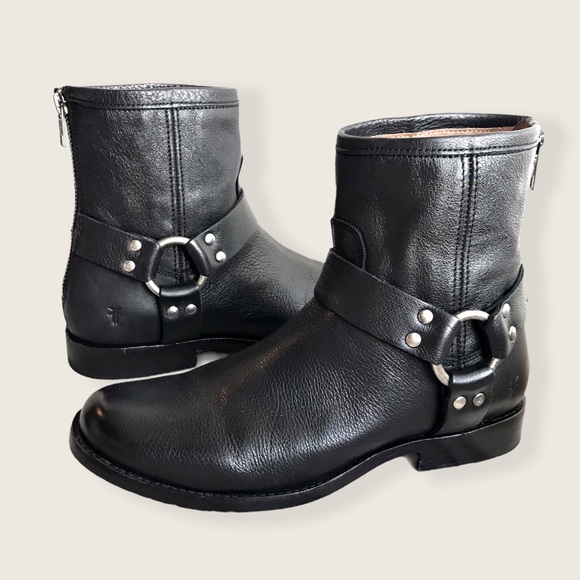 Frye Phillip Harness Short Leather Cute Ankle Boot - Picture 14 of 15